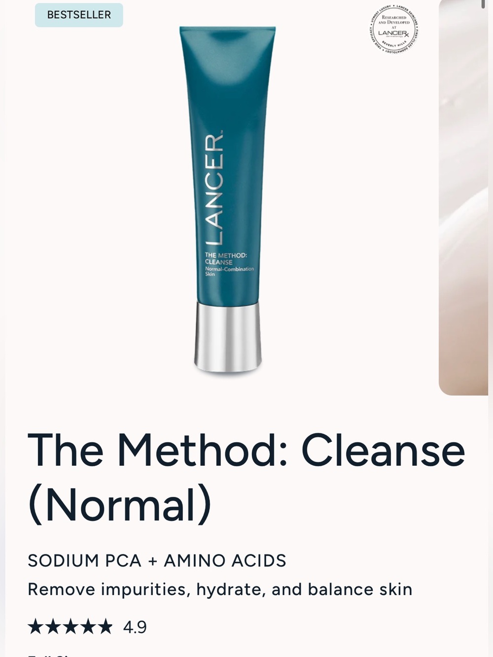 NIB Lancer CLEANSE Normal-Combination Skin Cleanser